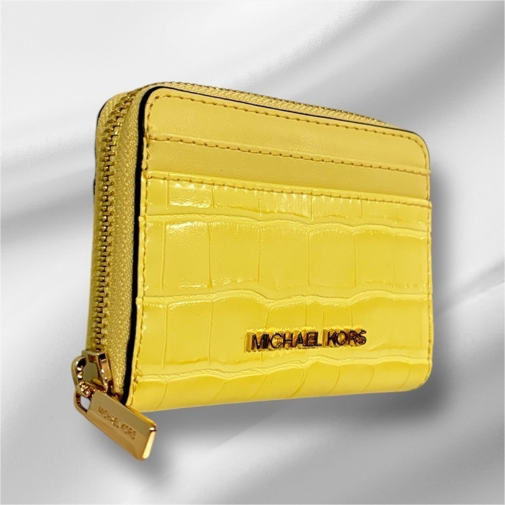 Michael Kors : Jet Set Travel - Embossed Card Case Wallet Exotic Buttercup | NWT - Picture 3 of 9